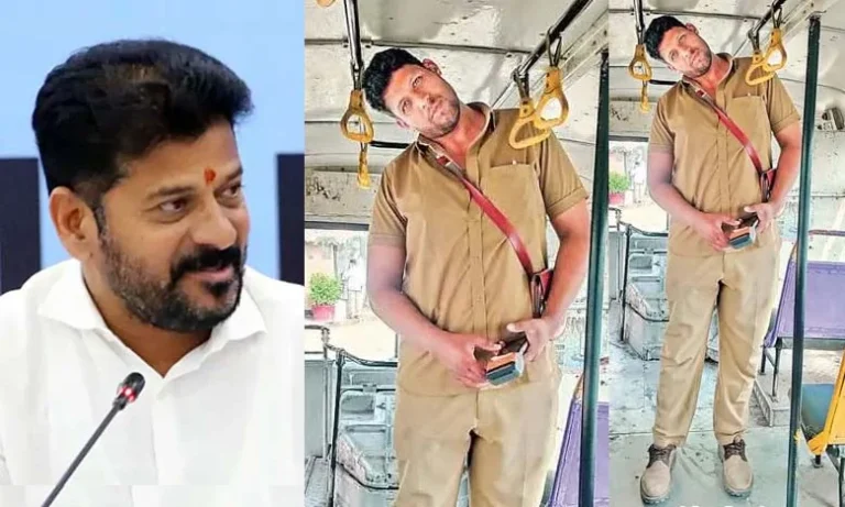 RTC employee Amin Ahmed Ansari, who is seven feet tall and works as a conductor in a six-foot bus