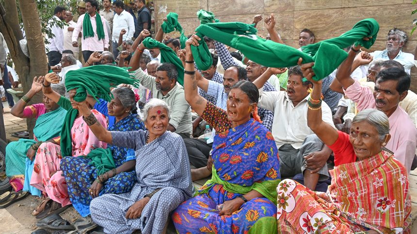 Farmers protesting land acquisition